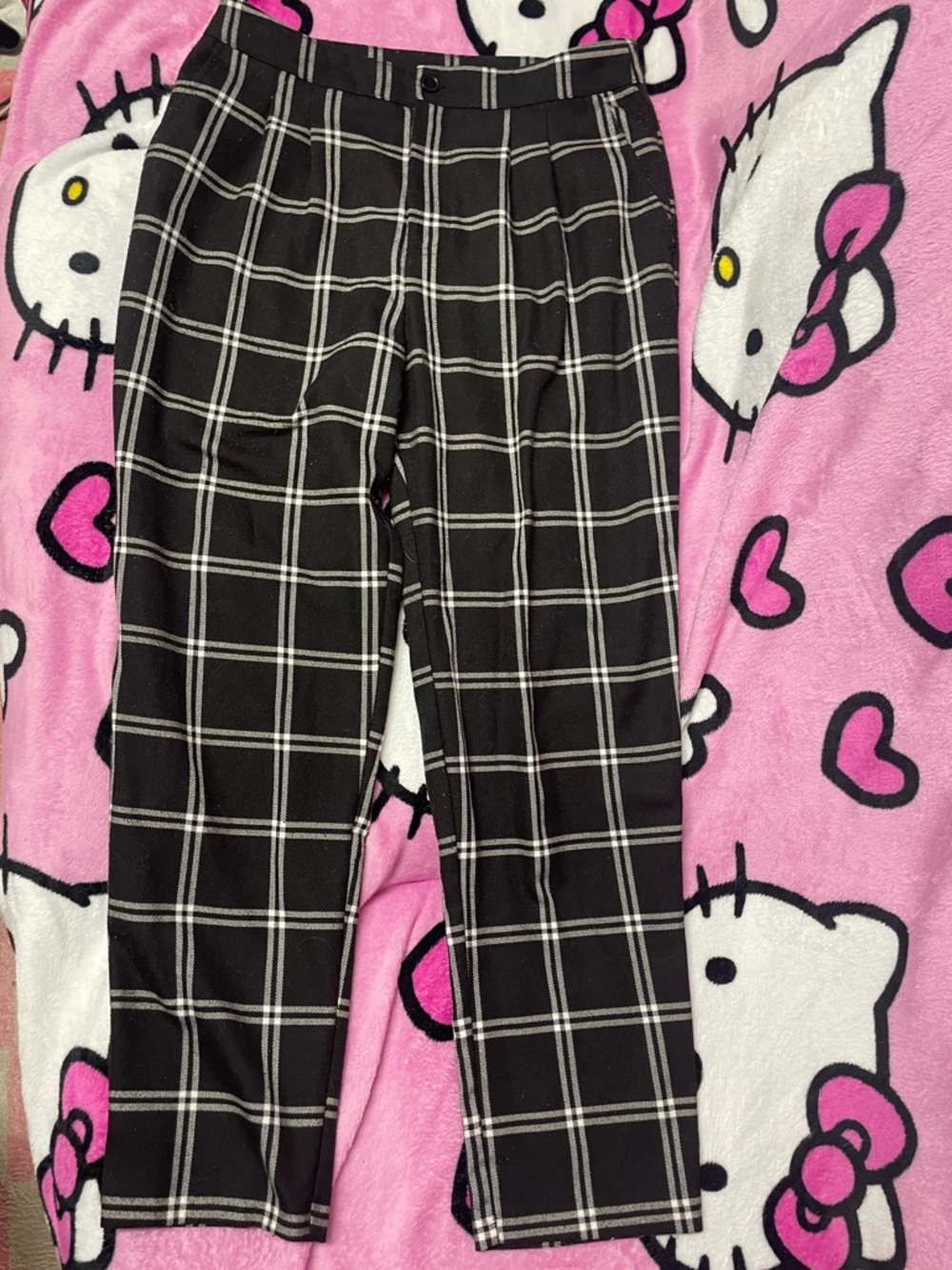 Black and white plaid pants